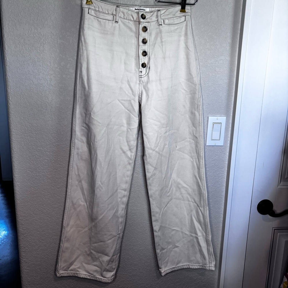 Reformation Lexi High Rise Wide‎ Leg Jeans Ivory
